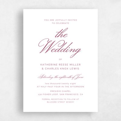Cabernet, Purple Wedding Invitation - Arthur Type Letterpress