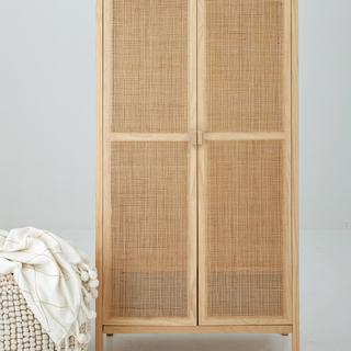 2-Door Woven Rattan Storage Cabinet