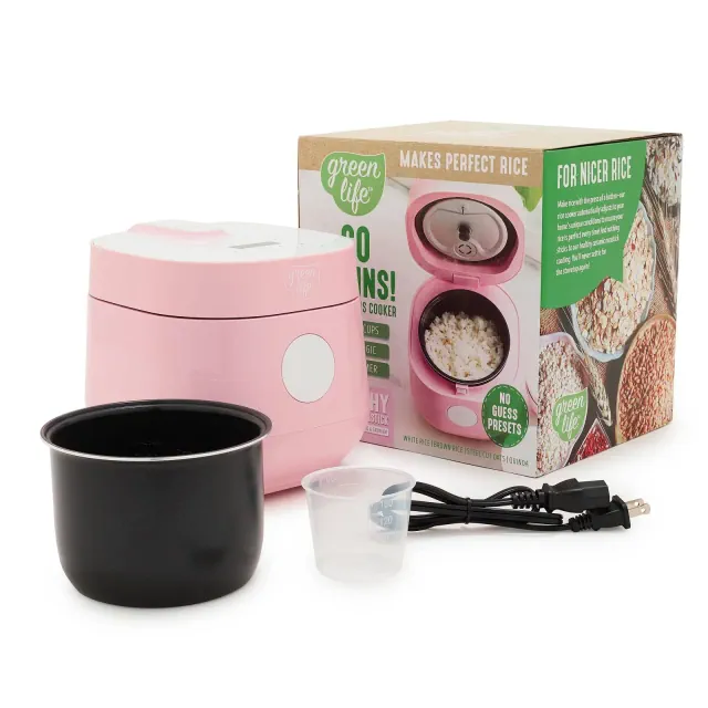GreenLife 4 Cup Rice and Grains Cooker Pink