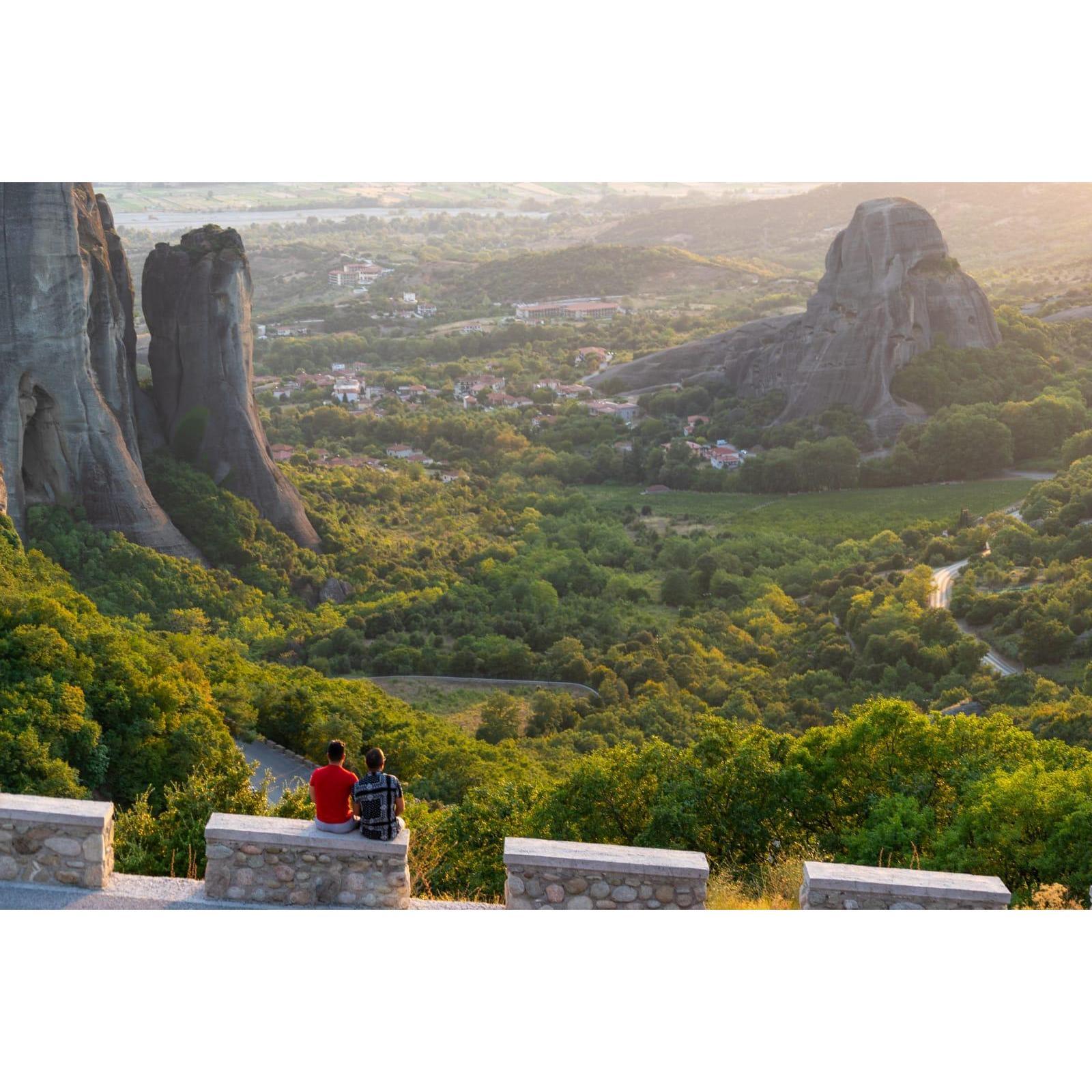 This might be the most beautiful view we have ever seen, moments after we said yes. Meteora, Greece.
