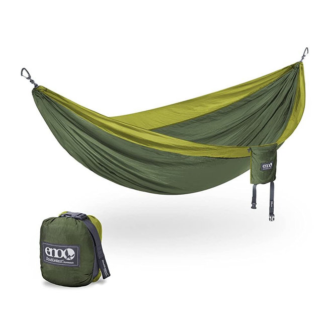 ENO DoubleNest Hammock - Lightweight, Portable, 1 to 2 Person Hammock - for Camping, Hiking, Backpacking, Travel, a Festival, or The Beach - Olive/Melon