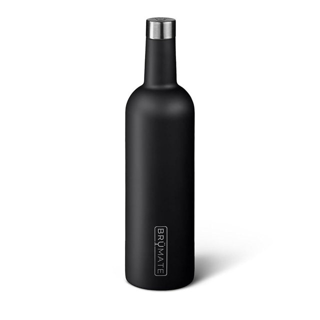 BrüMate Winesulator 25 Oz Triple-Walled Insulated Wine Canteen Made of Stainless Steel, 24-Hour Temperature Retention, Shatterproof, Comes with Silicone Transfer Funnel (Matte Black)