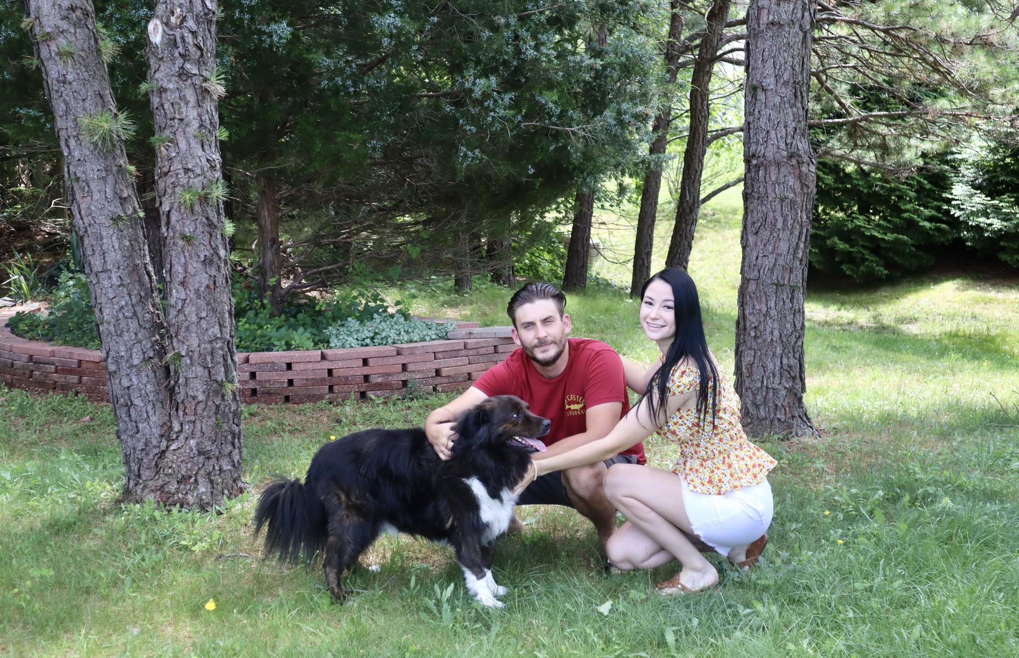 With our dog, Captain.