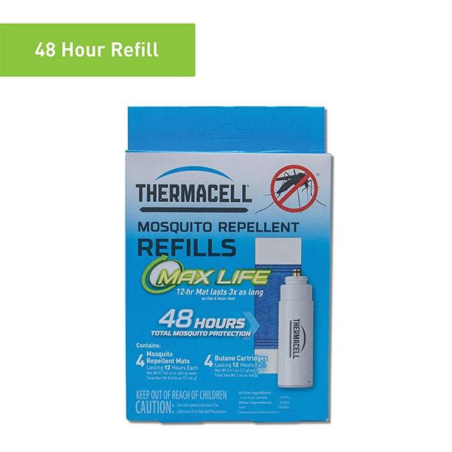 Thermacell Max Life Mosquito Repellent Refills, 48-Hour Pack; Mat Lasts 3x Longer than Originals; Contains 4 Scent-Free, 12-Hour Repellent Mats and 4 Fuel Cartridges; DEET-free, No Spray, No Mess