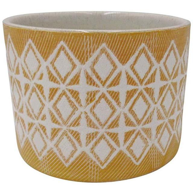 Amazon Brand – Rivet Geometric Ceramic Planter, 8.625"H, Golden Yellow