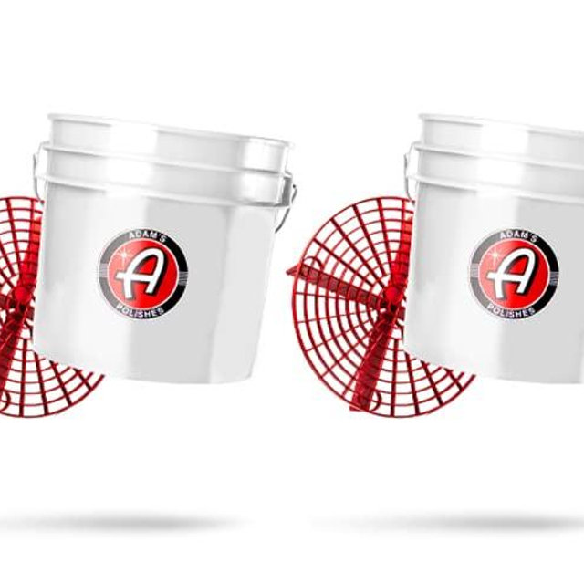 Adam's Polishes 3.5 Gallon Car Wash Buckets & Grit Guards (2 Pack) - Detailing Bucket for Washing & Storage | Stores Soap, Foam Cannon, Towels & More