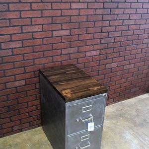 Refinished 2 drawer letter size Metal Filing Cabinet w/ Wood Top / industrial / metal filing cabinet / rustic office furniture