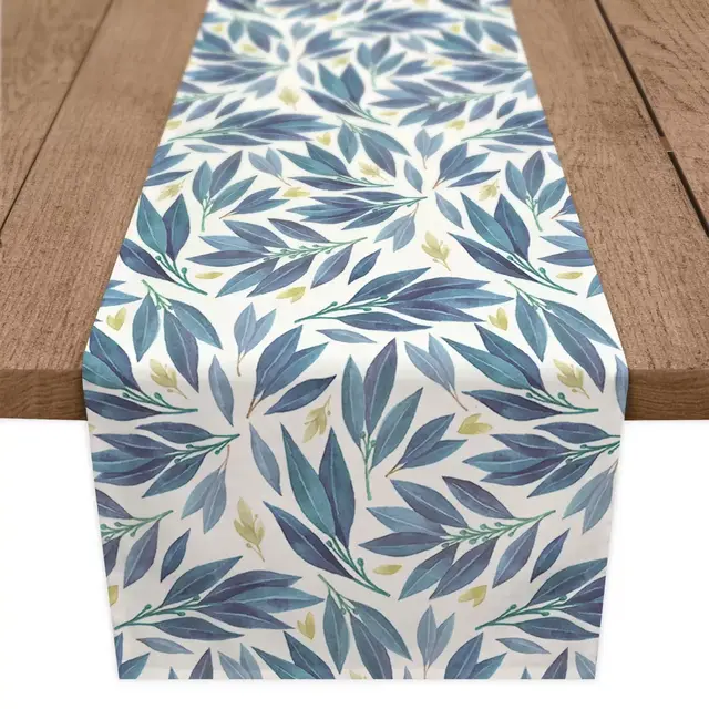 Designs Direct Floral Leaves 90-Inch Table Runner in Blue