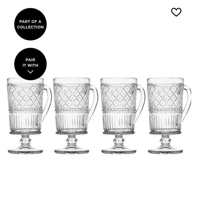 Claro Footed Mug, Set of 4 (Clear Glass)