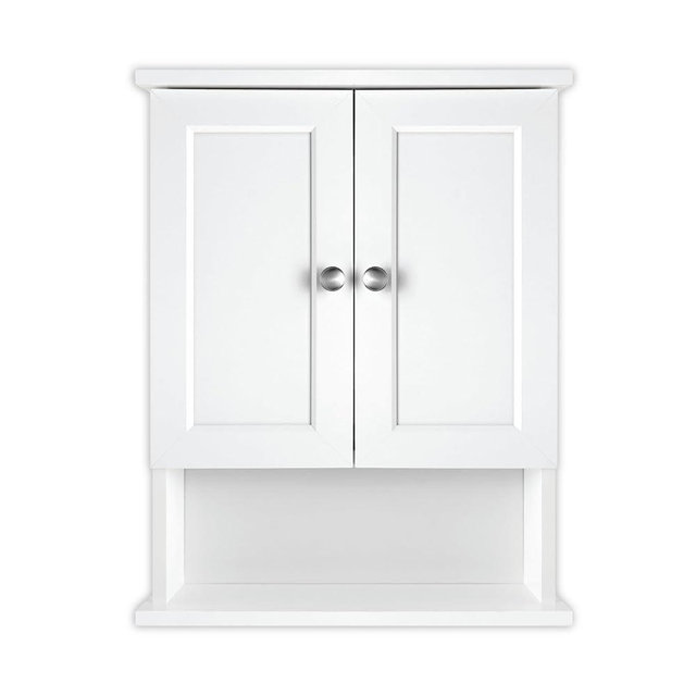 MCS 23x18 White Medicine Cabinet Organizer, Wall Mounted 2-Door Bathroom Cabinet for Over-The-Toilet Storage, Bathroom Furniture & Restroom Organizer