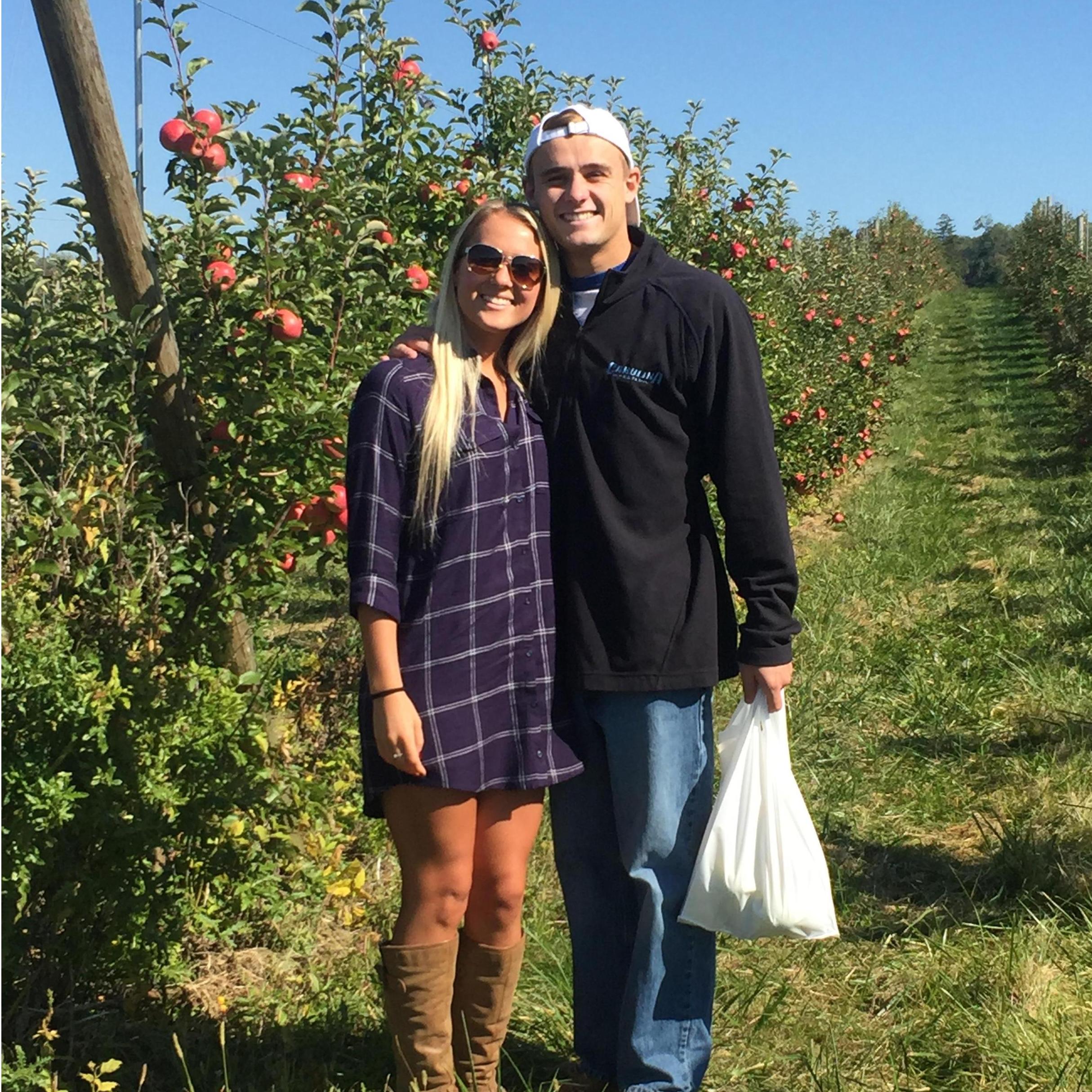 Apple picking October 15th of 2016... who knew on this day exactly 6 years later we would be getting married! October is our favorite month.
