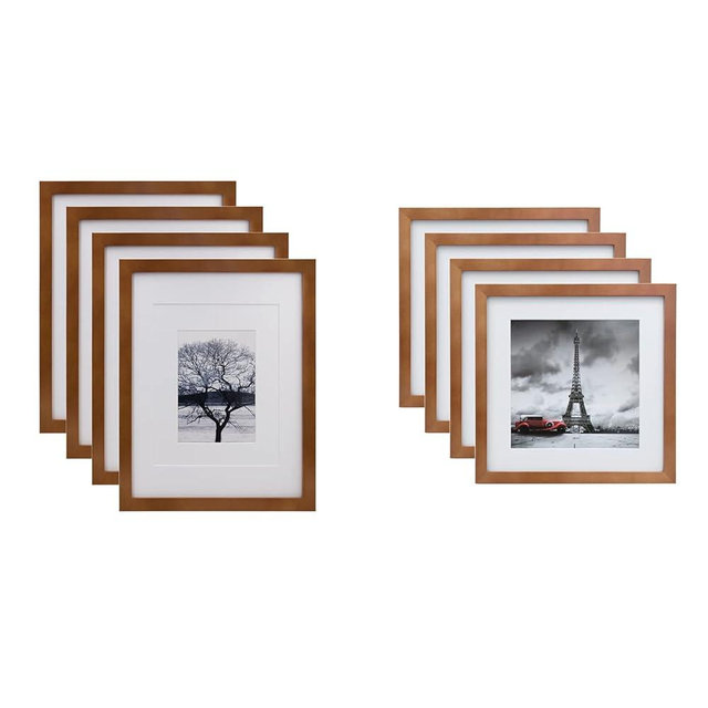 Egofine 11x14/11x11 Light Brown Picture Frames Set of 4