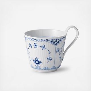 Blue Fluted Half Lace High Handle Mug