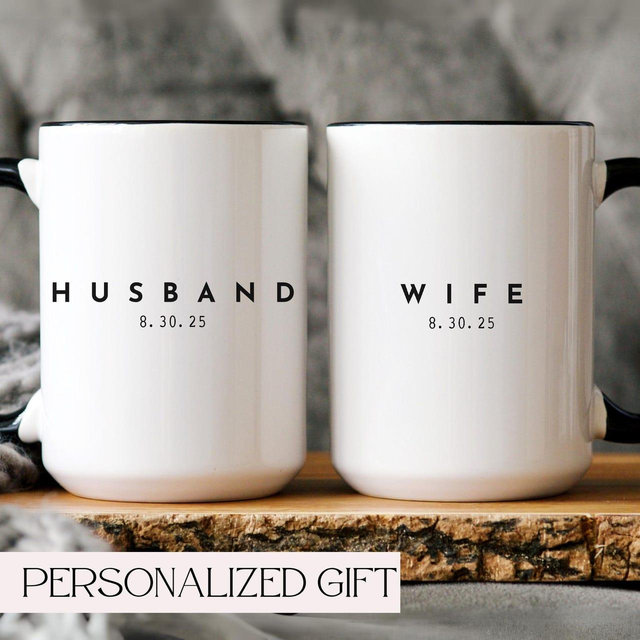 Husband and Wife Mugs, Personalized Mr And Mrs Mug, Wedding Couple Gifts, Newlywed Coffee Cup, Wedding Party Present, Custom Coffee Mugs