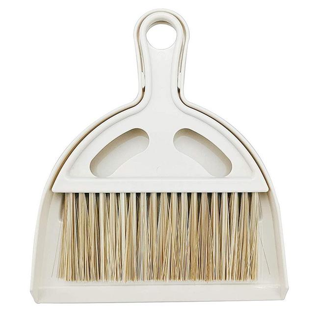 Small Broom and Dustpan Set Mini Dustpan and Brush Set Hand Broom Cute Little Whisk Dust Pan and Brush Set for Camping,Keyboard,Table,Desk,Window Gaps,Small Messes, Kids,Cat,Dog(White)