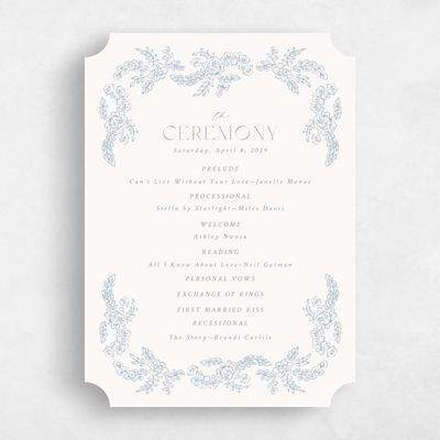 Blue Ticket Wedding Program - Petalo