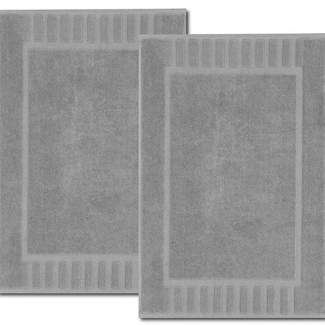 White Classic Luxury Bath Mat Floor Towel Set - Absorbent Cotton Hotel Spa Shower/Bathtub Mats [Not a Bathroom Rug] 22"x34" | 2 Pack | Light Gray
