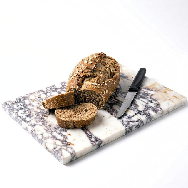 Veinova Calacatta Viola Cutting Board and Serving Tray, Elegant Natural Stone Slab, Heavy Cutting Board for Kitchen and Home Decor, Non-Slip Silicone Feet, Medium (12"x 8") 4.5 lbs