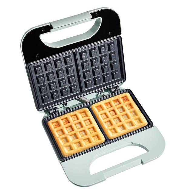 COOK WITH COLOR Waffle Maker - 750-Watt, Non-Stick Plates, Easy-to-Clean, Cool Touch Housing and Skid Resistant Feet, Sage