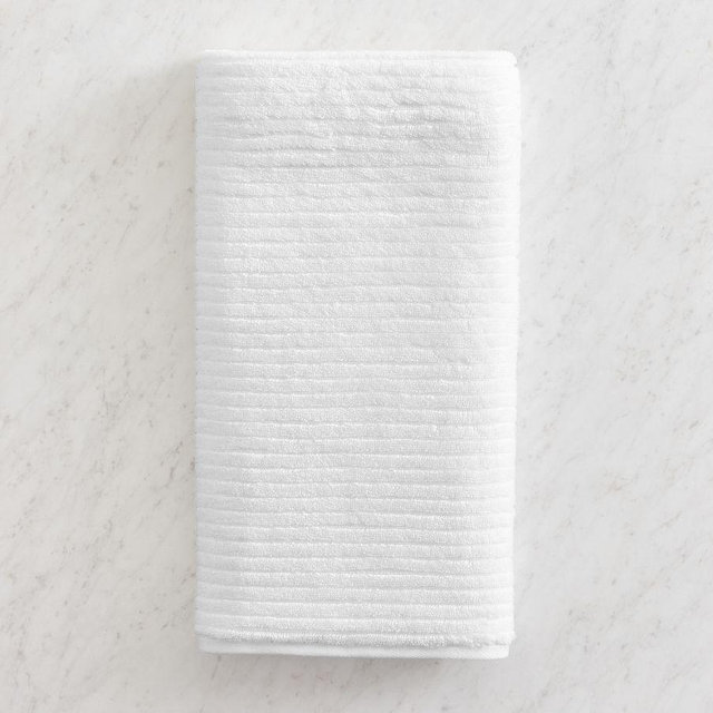 Classic Ribbed Organic Bath Towel, White