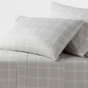 Queen 400 Thread Count Performance Sheet Set Gray Plaid - Threshold™