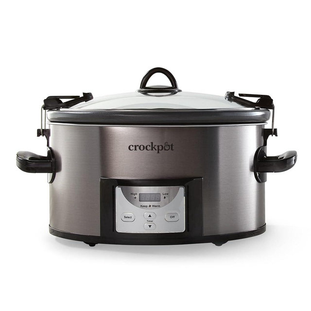 Crock-Pot MyTime Technology 6 Quart Programmable Slow Cooker and Food Warmer with Digital Timer, Stainless Steel (2137020)