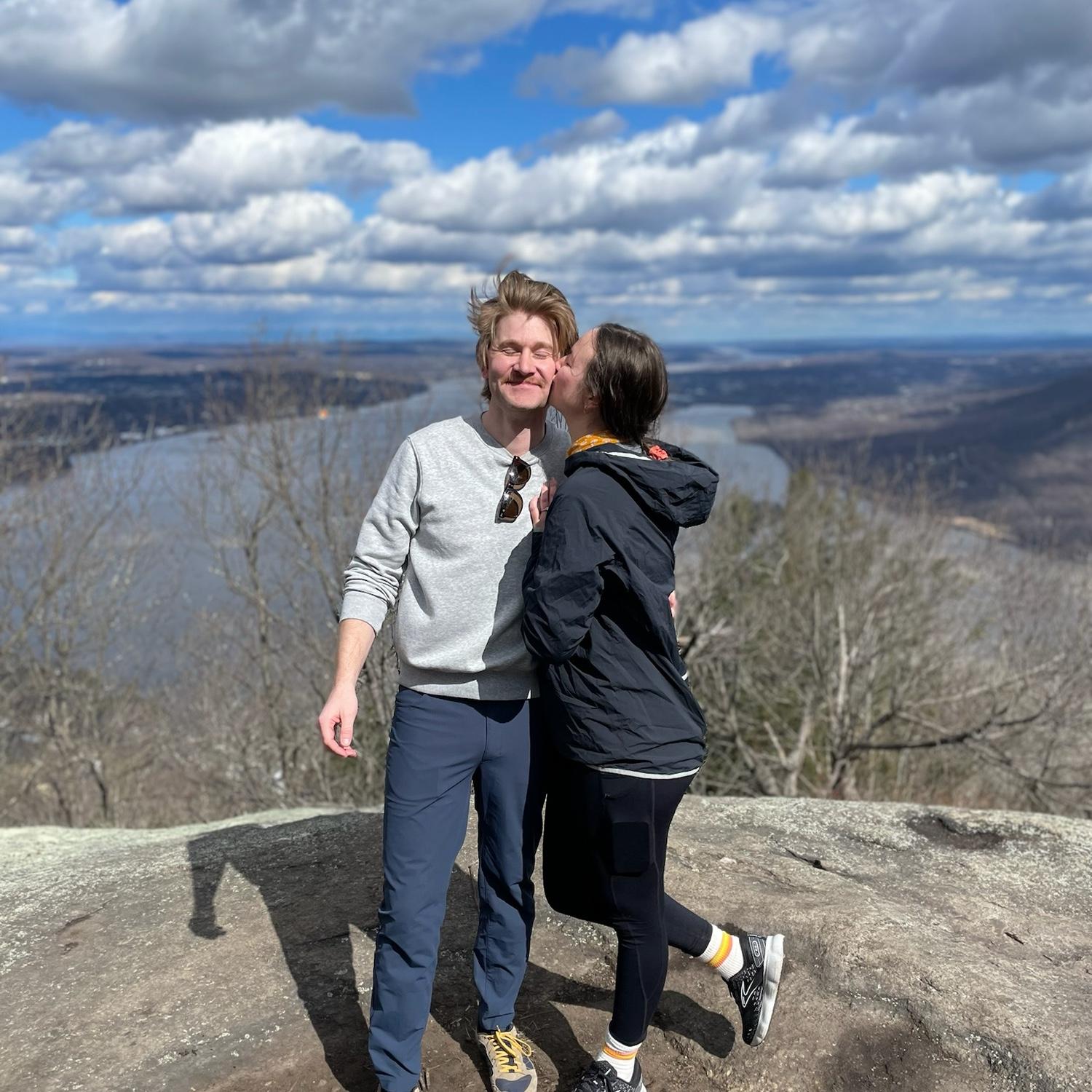 Engaged! On top of Storm King Mountain