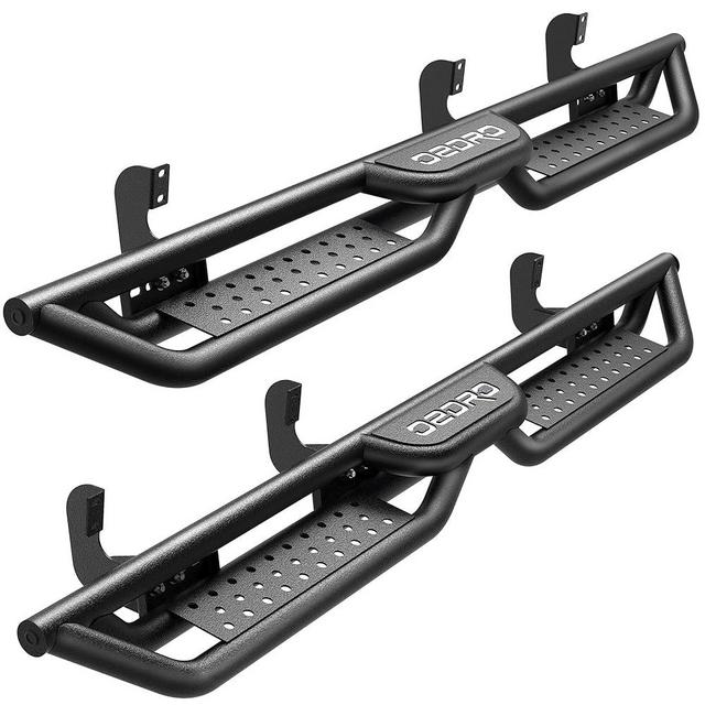 OEDRO Running Boards with Two Stairs Design All-Steel Build, Bolt-on Side Steps Compatible with 2005-2024 Nissan Frontier Crew Cab, Black Powder Coated Nerf Bar