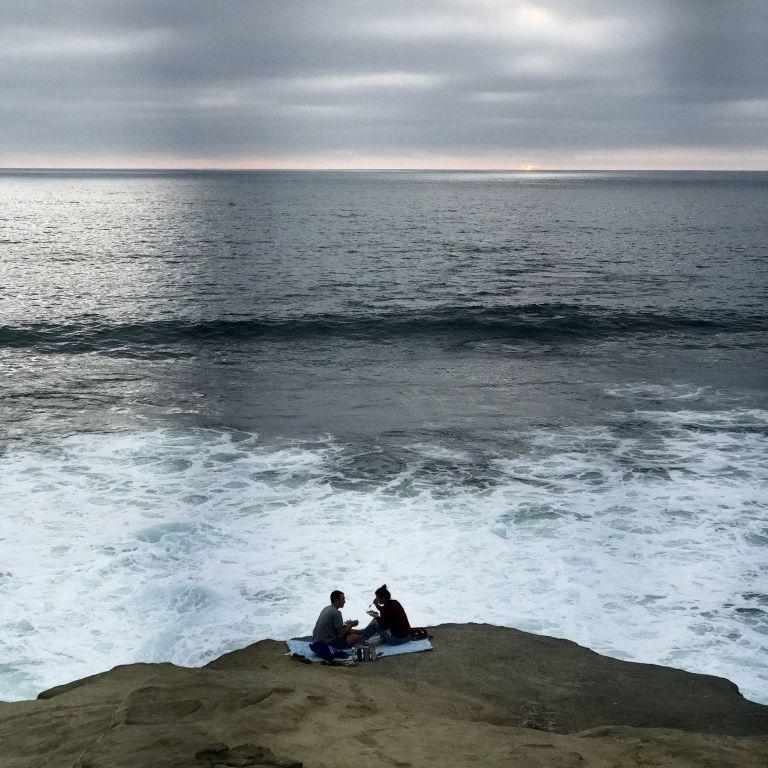 Someone took this photo of us on a date 3 weeks later in July 2017 (same spot where Trev proposed!)
