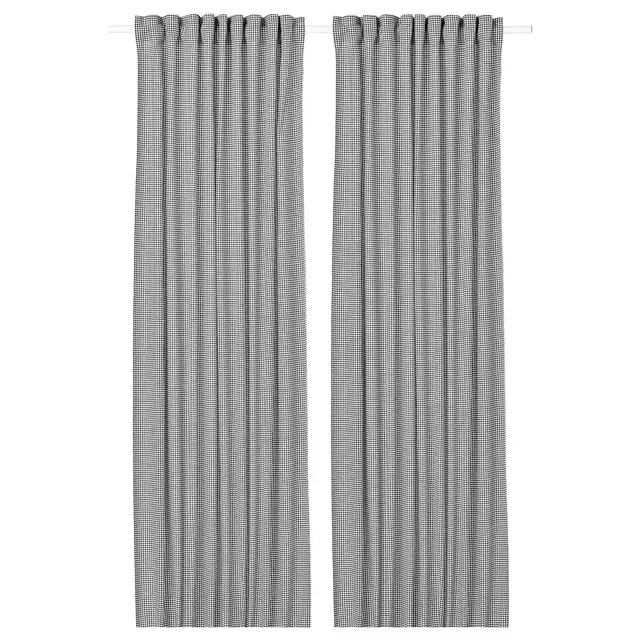 ORDENSFLY Curtains, 1 pair, white/dark gray57x98 "