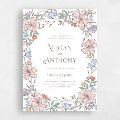 Taupe, White Wedding Invitation - Leighton Portrait