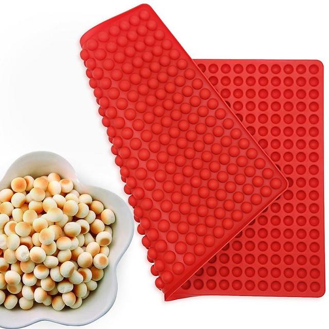 Bongpuda 468-Cavity Semi Sphere Silicone Mold - Gummy Candy Molds | Mini Dog Treat Maker Baking Mat | Round Silicone Pad for Small Jelly, Cookie, Candy, Biscuits, Chocolate Drops Mould - Red 1Pack