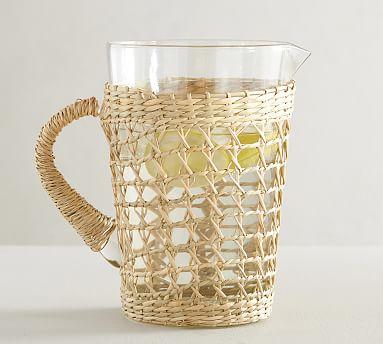 Cane Recycled Glass Pitcher