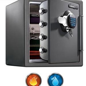 SentrySafe Waterproof and Fireproof Alloy Steel Digital Safe Box for Home with Code Button Keypad, 1.23 Cubic Feet, 17.8 x 16.3 x 19.3 Inches (exterior), SFW123GDC