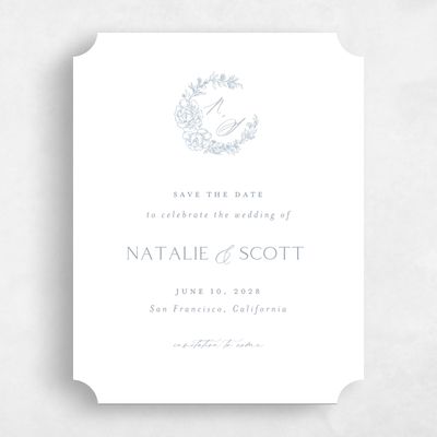 Blue Ticket Wedding Save the Date - Armoise Portrait