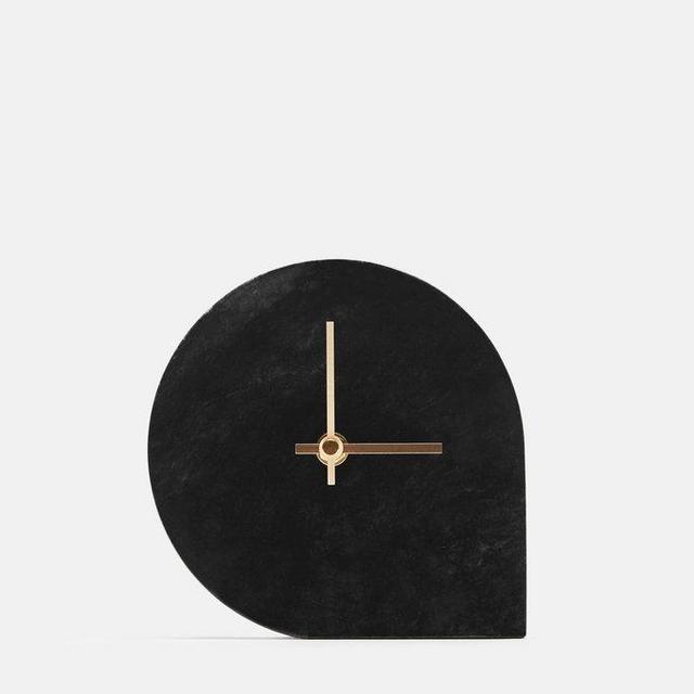Marble Table Clock - Black