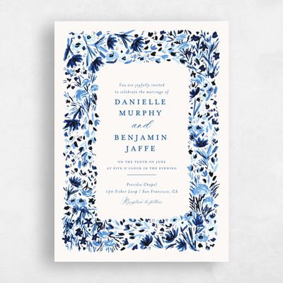 Cobalt, Blue Wedding Invitation - Giverny Portrait