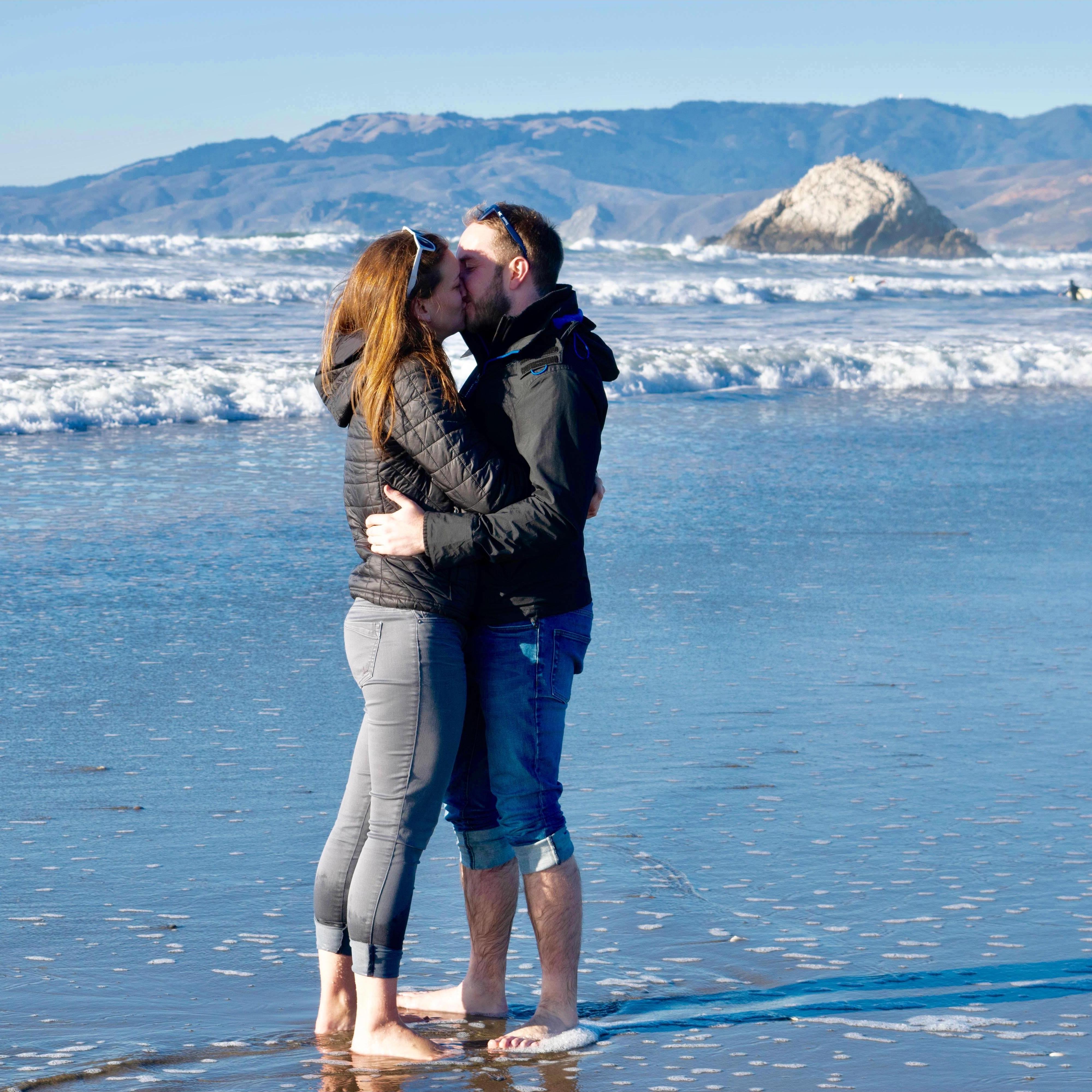 When we took Dean back to the airport after his first visit, there was a man taking photos on the beach. He sent this to me so I could make a canvas of it for our first anniversary! Thanks Larry!