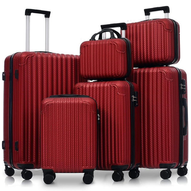 Merax Luggage Set 6 Piece, Lightweight ABS Hardshell Suitcases with Spinner Wheels & TSA Lock, Carry-On & Checked Travel Luggage for Family Travel