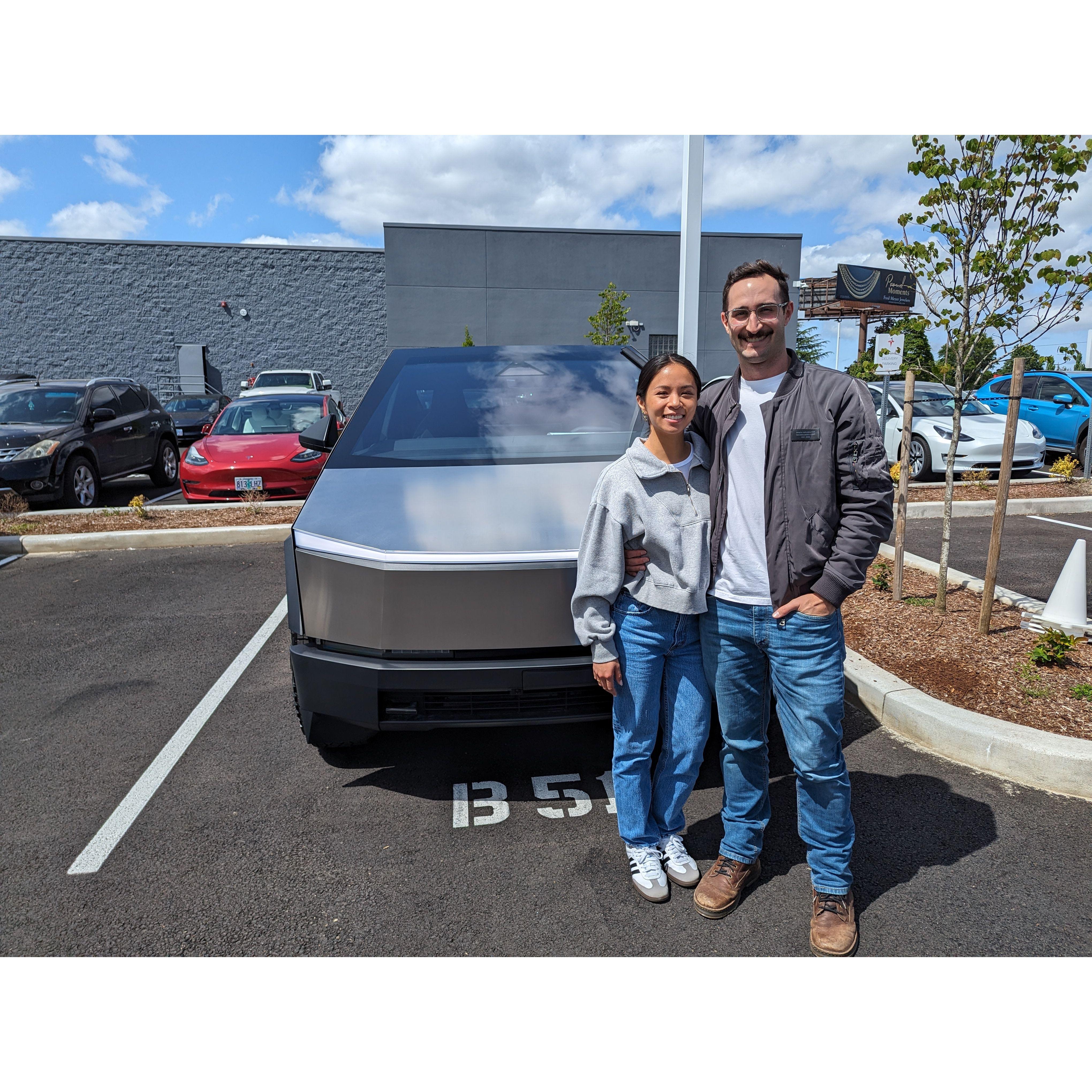 Picking up our long awaited cybertruck, May 2024