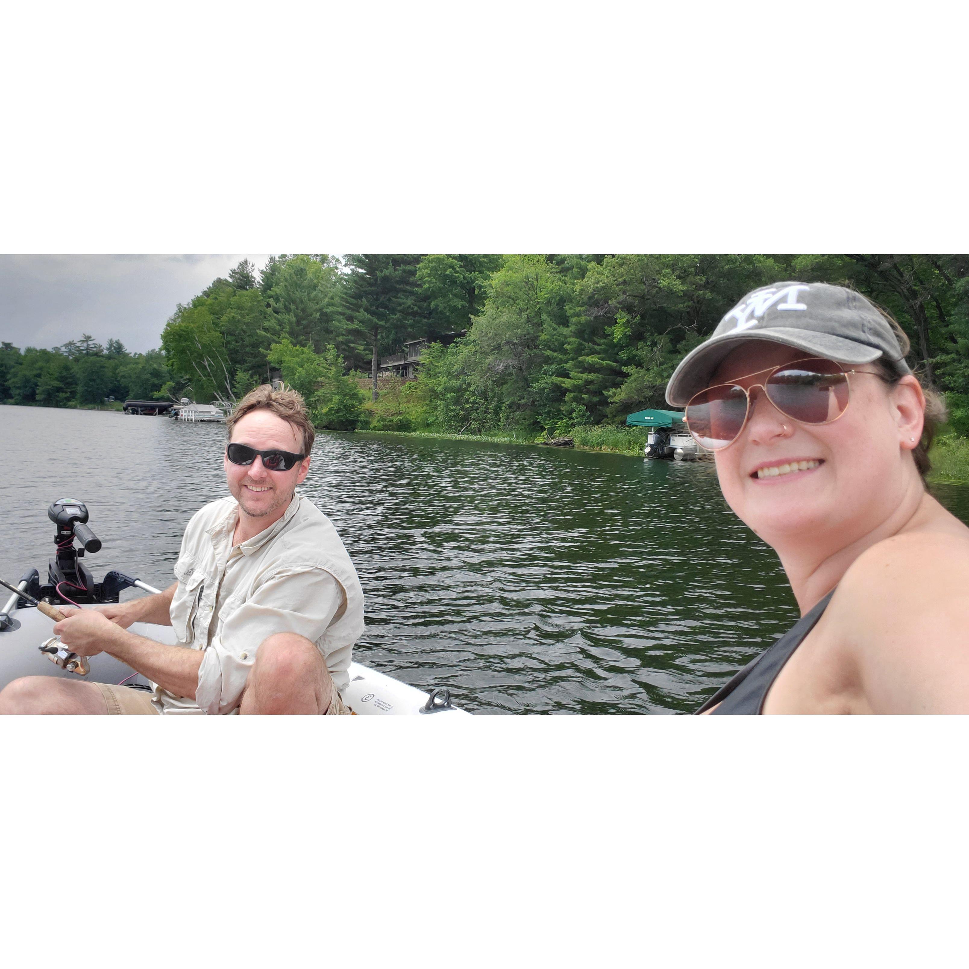 Our first time taking out the inflatable boat.