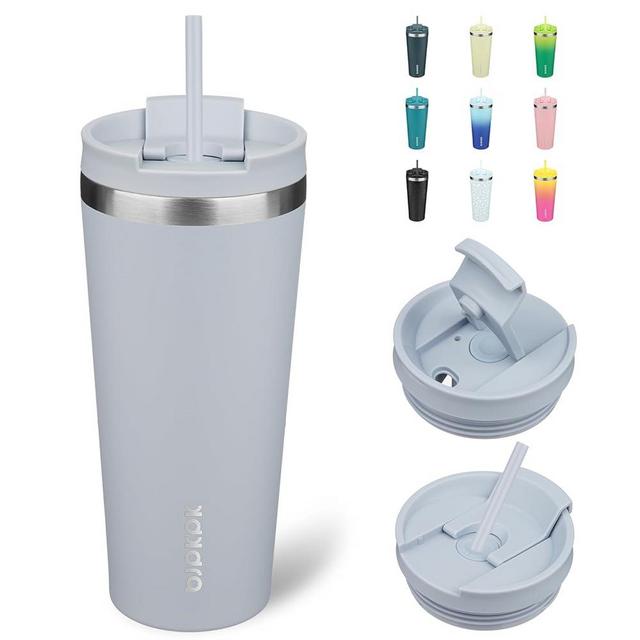 BJPKPK 22oz Stainless Steel Insulated Tumbler With lid And Straw Travel Coffee Thermal Tumblers Cup For Women And Men,Modern Blue