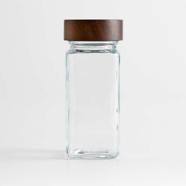 Crate & Barrel Spice Jar with Acacia Lid