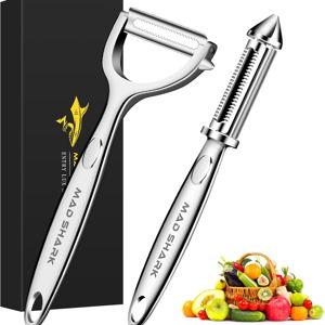 MAD SHARK Ultra Sharp Vegetable Peelers for Kitchen Fruit Apple Potato Peelers,Design with Ergonomic Non-Slip Handle, Y+I Shaped Stainless Steel Serrated(2pc）