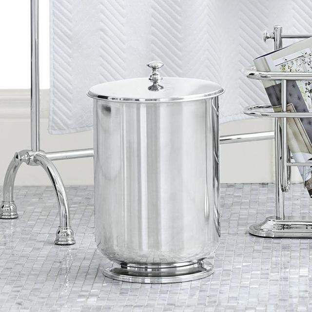 Mercer Lidded Waste Basket, Polished Nickel finish