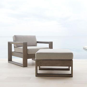 Portside Outdoor Ottoman - Weathered Gray