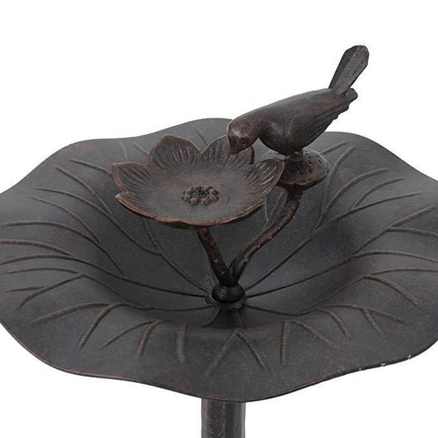 Lancaster Outdoor Bronze Finished Aluminum Top Bird Bath with Iron Base