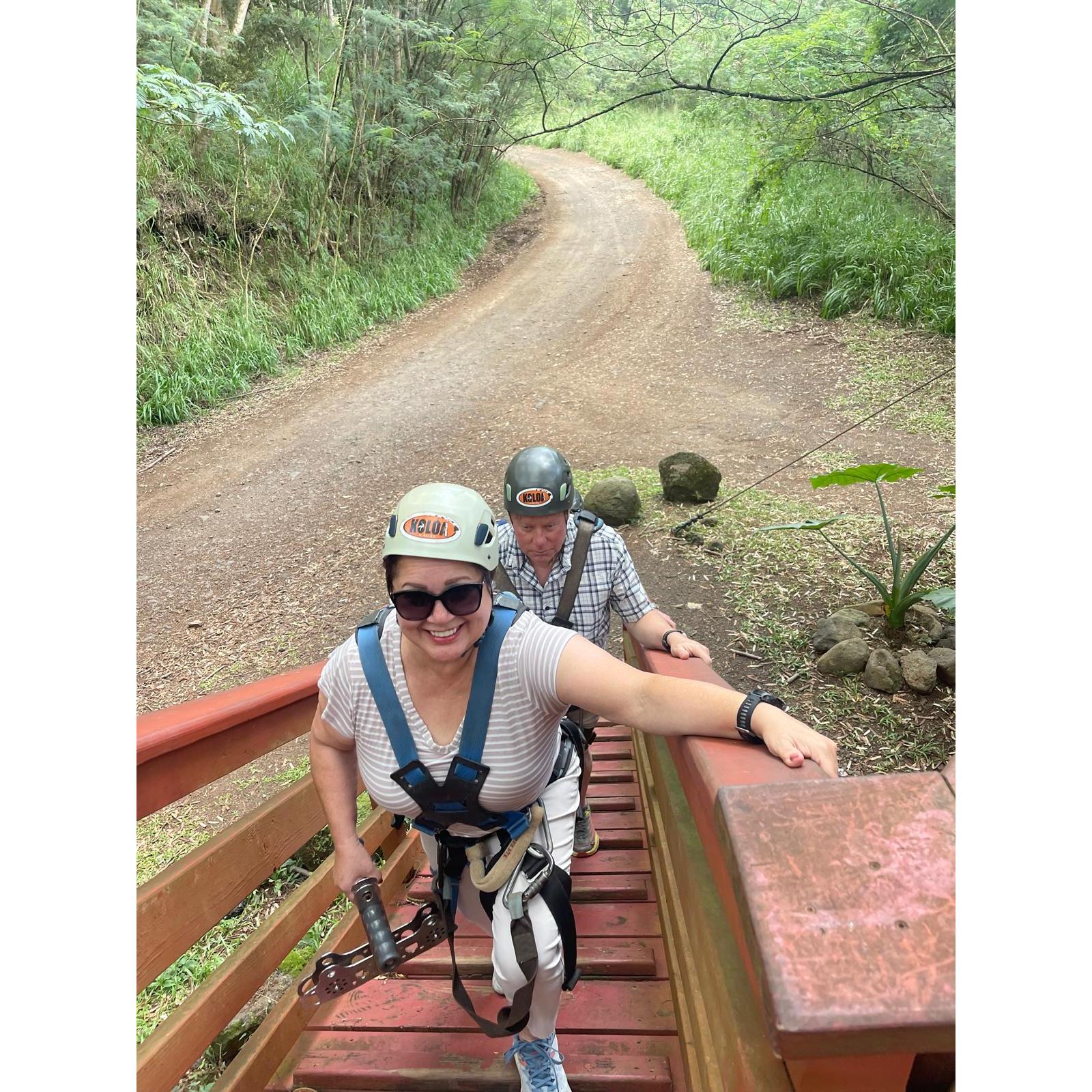 Our 1st zipline experience while in Hawaii celebrating our good Friend Steve Love's birthday.