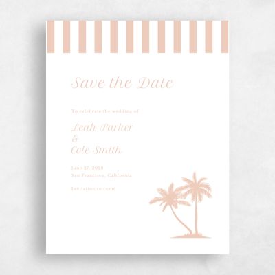 Peach, Orange Wedding Save the Date - Mauritius Portrait