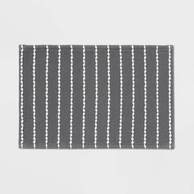 20"x30" Performance Plus Bath Mat Striped Dark Gray - Threshold™